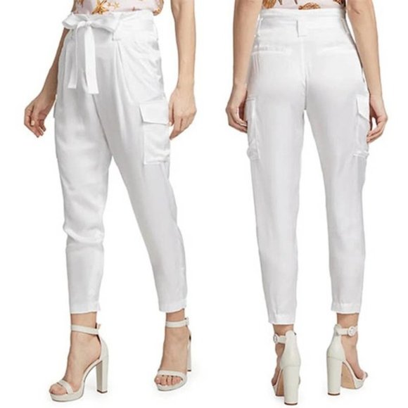 L'Agence Roxy Paperbag Women's Tie Waist Cargo Pant White Size: 8 NWT - Picture 11 of 11